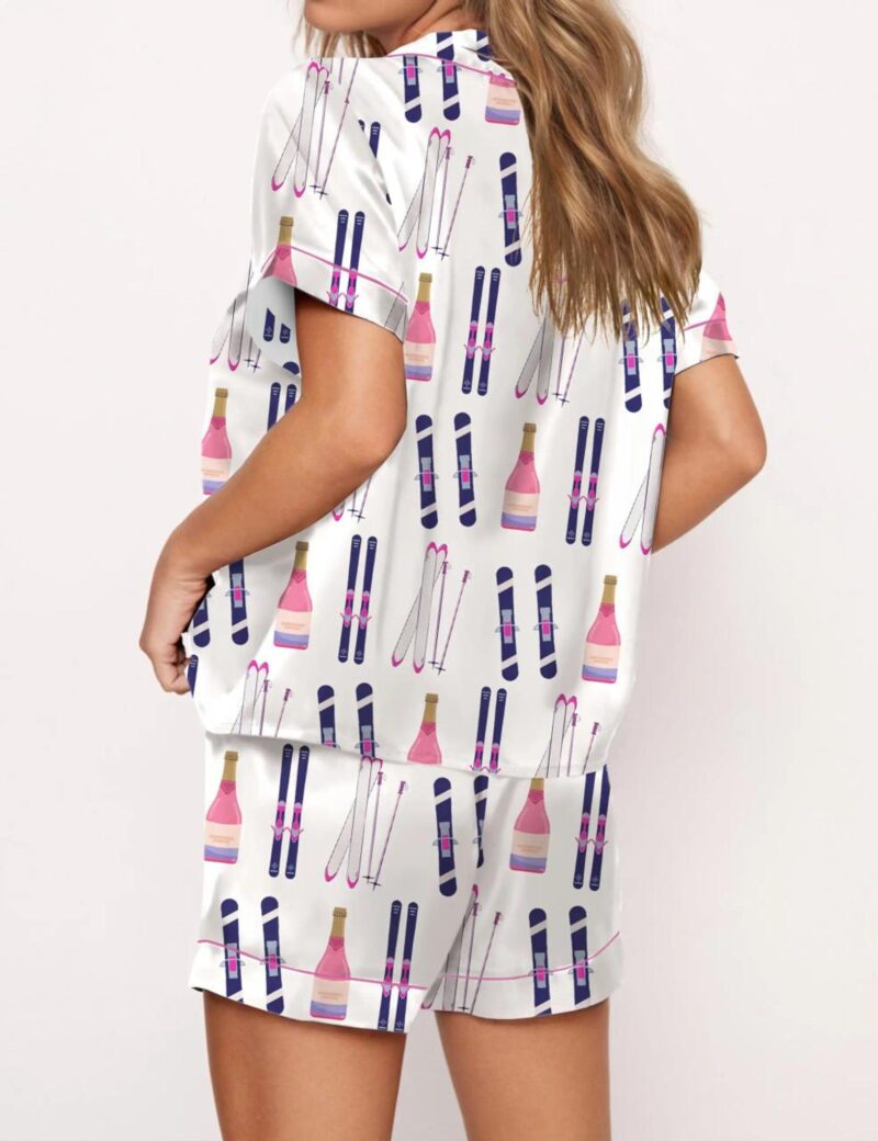 Apres Ski Champagne Print Silk Satin Pajama Set For Women