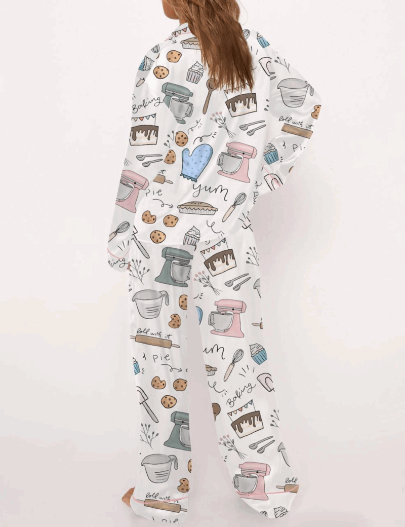 Baking Silk Satin Pajama Set For Women