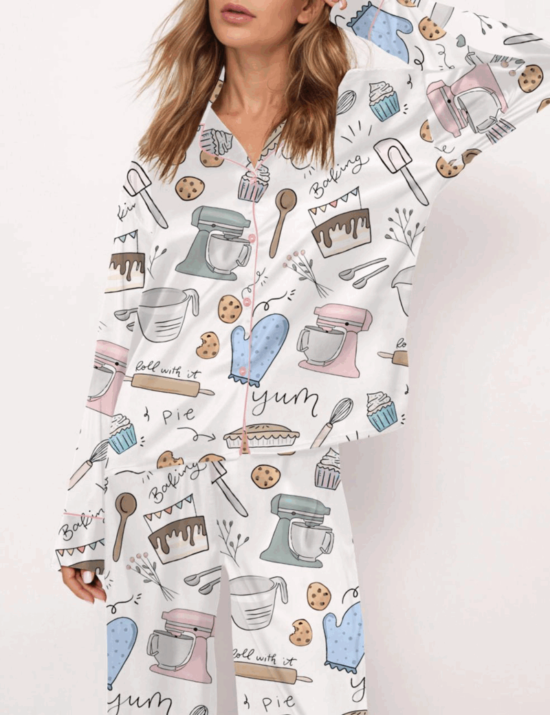 Baking Silk Satin Pajama Set For Women