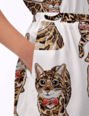 Bengal Cat Silk Satin Pajama Set For Women
