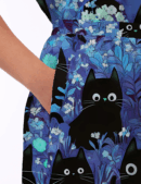 Black Cats Silk Satin Pajama Set For Women