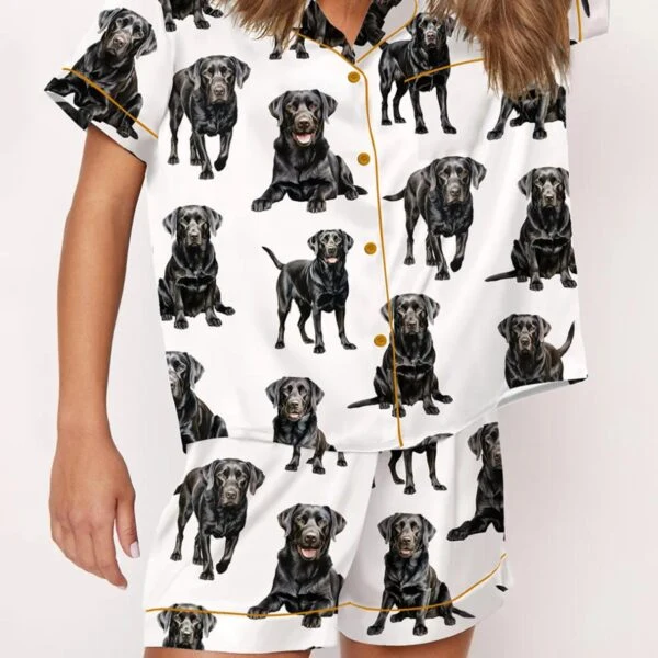 Black Labrador Dog Satin Pajama Set For Women