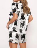 Black Labrador Dog Satin Pajama Set For Women