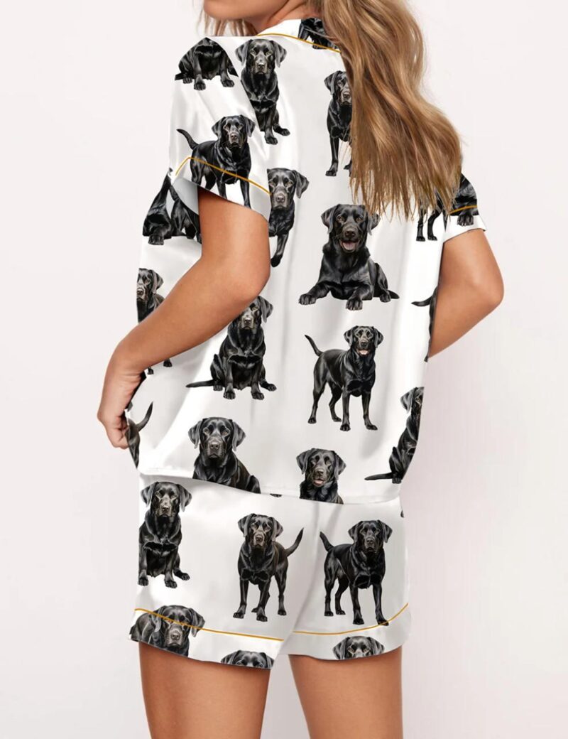 Black Labrador Dog Satin Pajama Set For Women