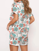Boho Floral Manatee Silk Satin Pajama Set For Women