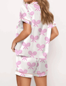 Champagne Tennis Silk Satin Pajama Set For Women