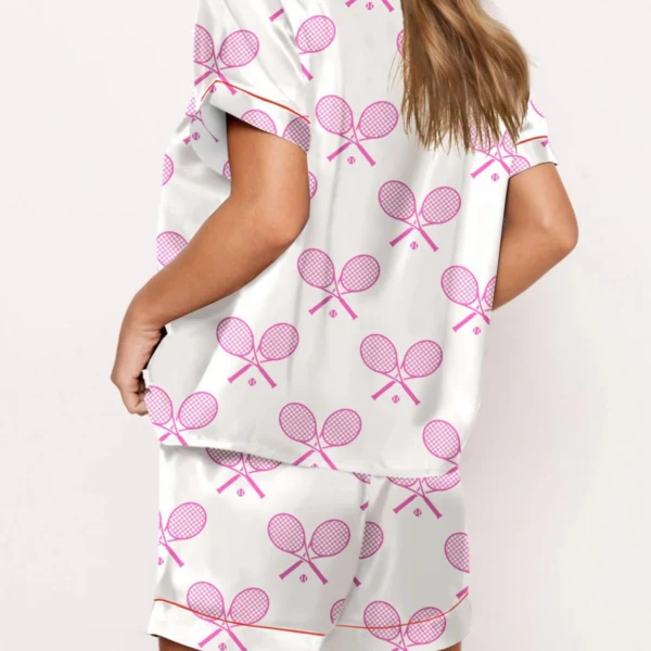 Champagne Tennis Silk Satin Pajama Set For Women