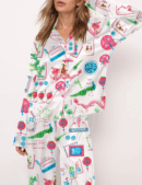 Chinoiserie Mahjong Satin Pajama Set For Women