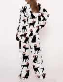 Christmas Black Labrador Silk Satin Pajama Set For Women