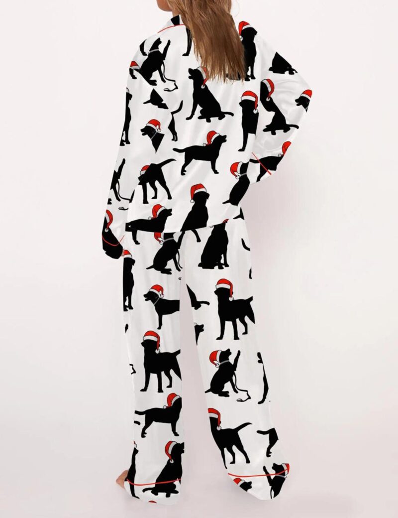 Christmas Black Labrador Silk Satin Pajama Set For Women