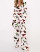 Christmas Dachshund Silk Satin Pajama Set For Women