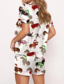 Christmas Dachshund Silk Satin Pajama Set For Women