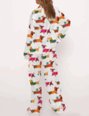Christmas Festive Dachshund Silk Satin Pajama Set For Women