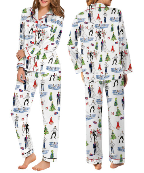 Christmas Love Satin Pajamas Set For Women