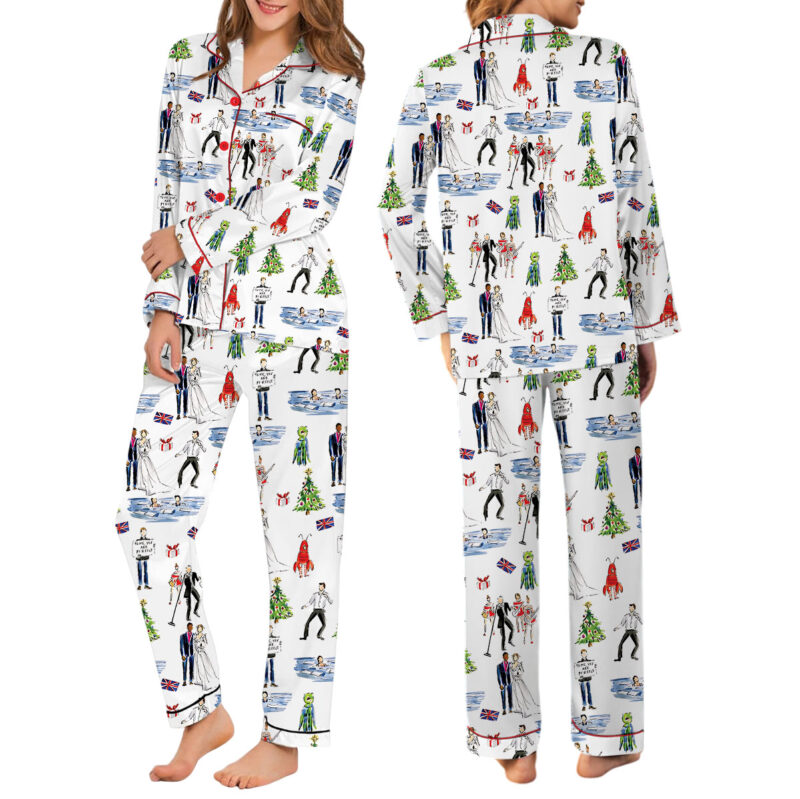 Christmas Love Satin Pajamas Set For Women