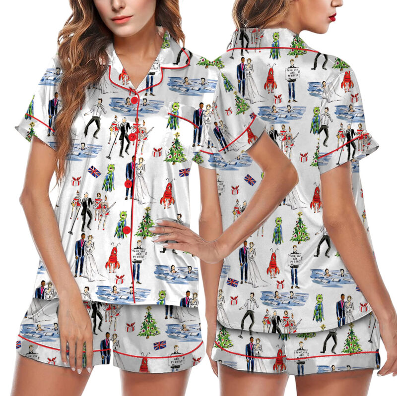 Christmas Love Satin Pajamas Set For Women