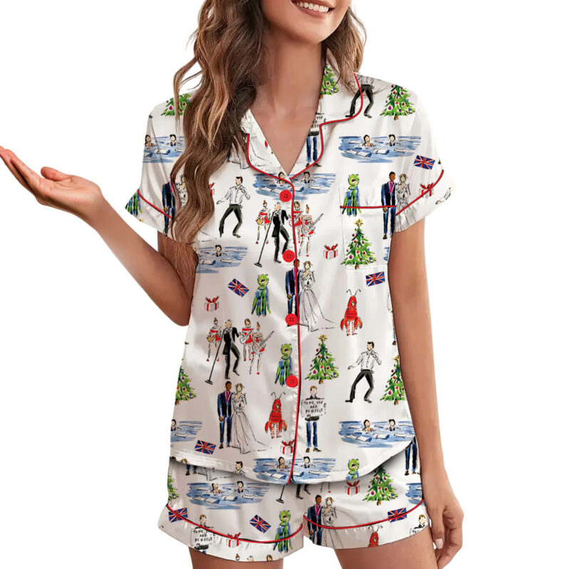 Christmas Love Satin Pajamas Set For Women