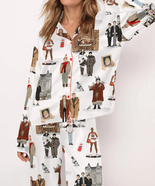 Christmas Movie Silky Satin Pajama Set For Women