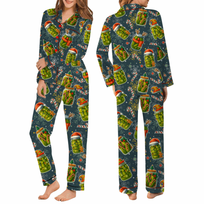 Christmas Pickle Satin Pajamas Set For Women