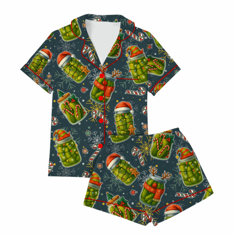 Christmas Pickle Satin Pajamas Set For Women
