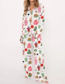 Christmas Story Silk Satin Pajama Set For Women