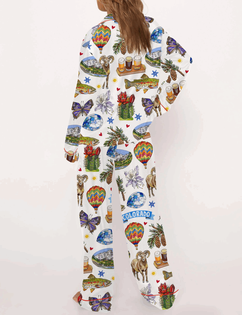 Colorado State Travel Silk Satin Pajama Set For Women