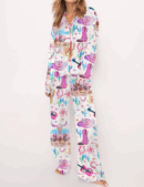 Colorful Cowgirl Silk Satin Pajama Set For Women