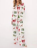 Coquette Christmas Holiday Silk Satin Pajama Set