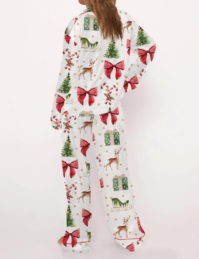 Coquette Christmas Holiday Silk Satin Pajama Set