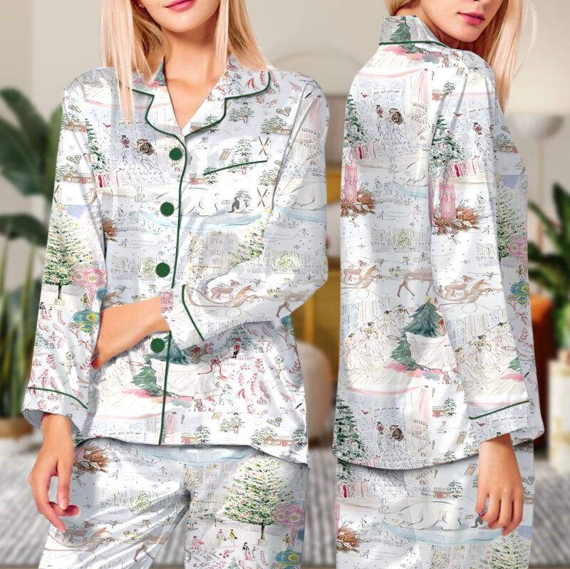 Coquette Christmas Satin Pajamas Set For Women