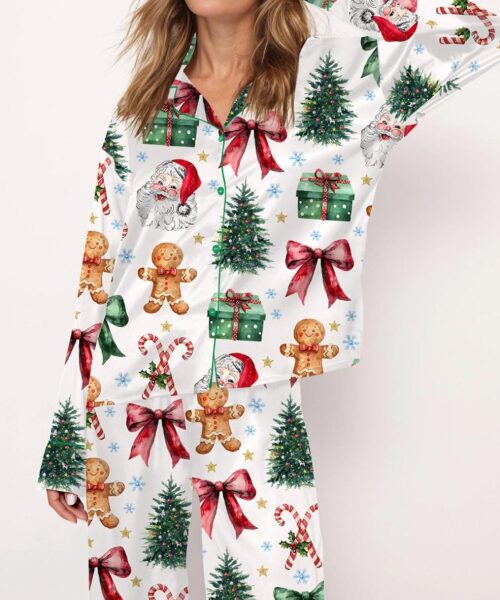 Coquette Christmas Silk Satin Pajama Set