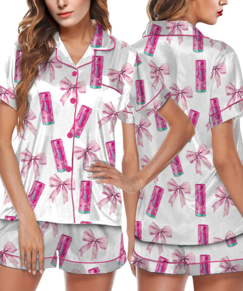 Coquette Energy Drinks Satin Pajama Set For Women