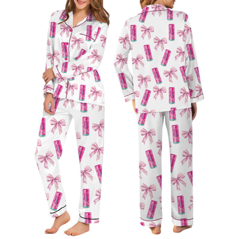 Coquette Energy Drinks Satin Pajama Set For Women