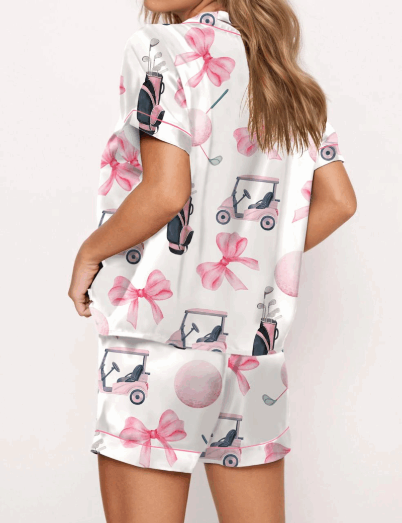Coquette Golf Silk Satin Pajama Set For Women