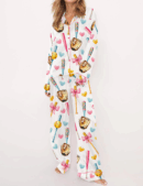 Coquette Softball Silk Satin Pajama Set For Women