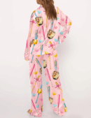 Coquette Softball Silk Satin Pajama Set For Women
