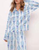Coquette Tennis Silk Satin Pajama Set For Women