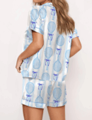 Coquette Tennis Silk Satin Pajama Set For Women