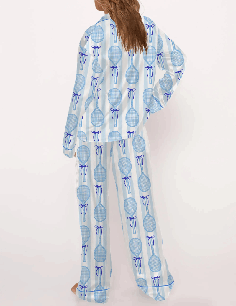 Coquette Tennis Silk Satin Pajama Set For Women
