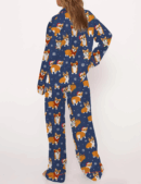 Corgi Dog Christmas Silky Satin Pajama Set For Women