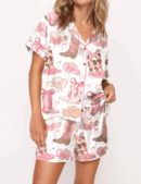 Cowgirl Coquette Satin Silk Pajama Set For Women