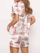 Cowgirl Coquette Satin Silk Pajama Set For Women