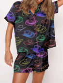 Cowgirl Hat Party Silk Satin Pajama Set For Women