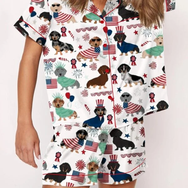 Dachshund 4th Of July Satin Pajama Set For Women