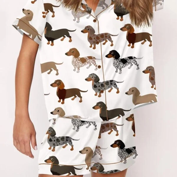 Dapple Dachshund Silk Satin Pajama Set For Women