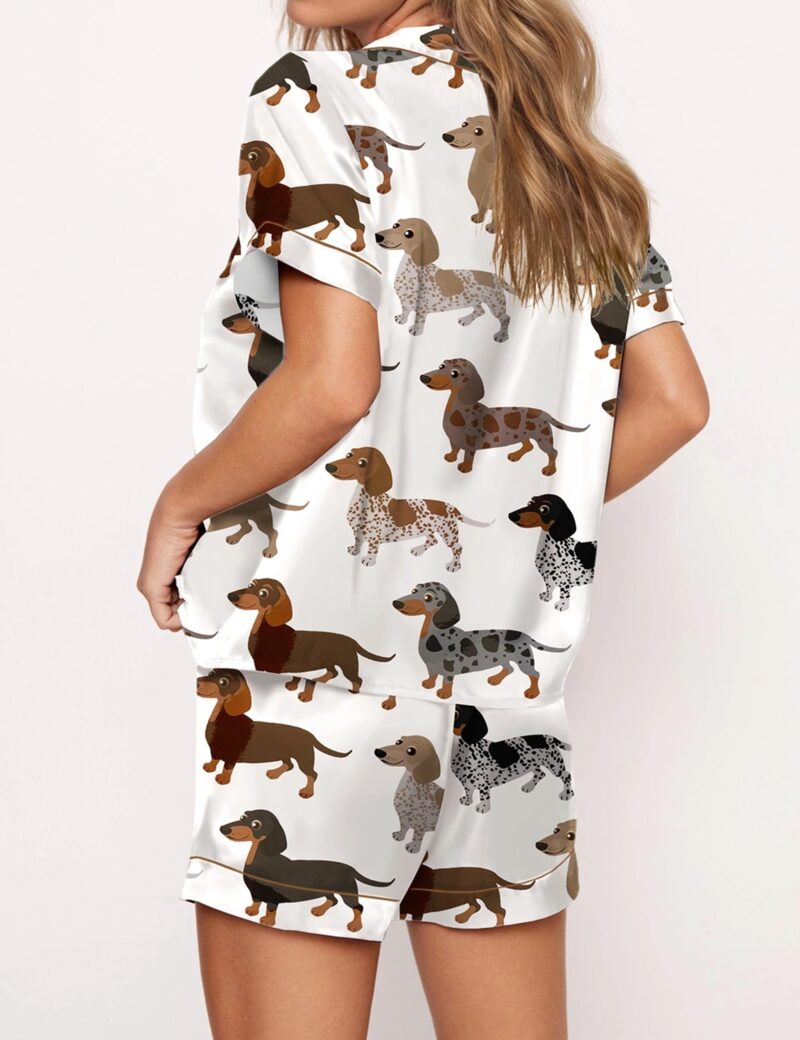 Dapple Dachshund Silk Satin Pajama Set For Women