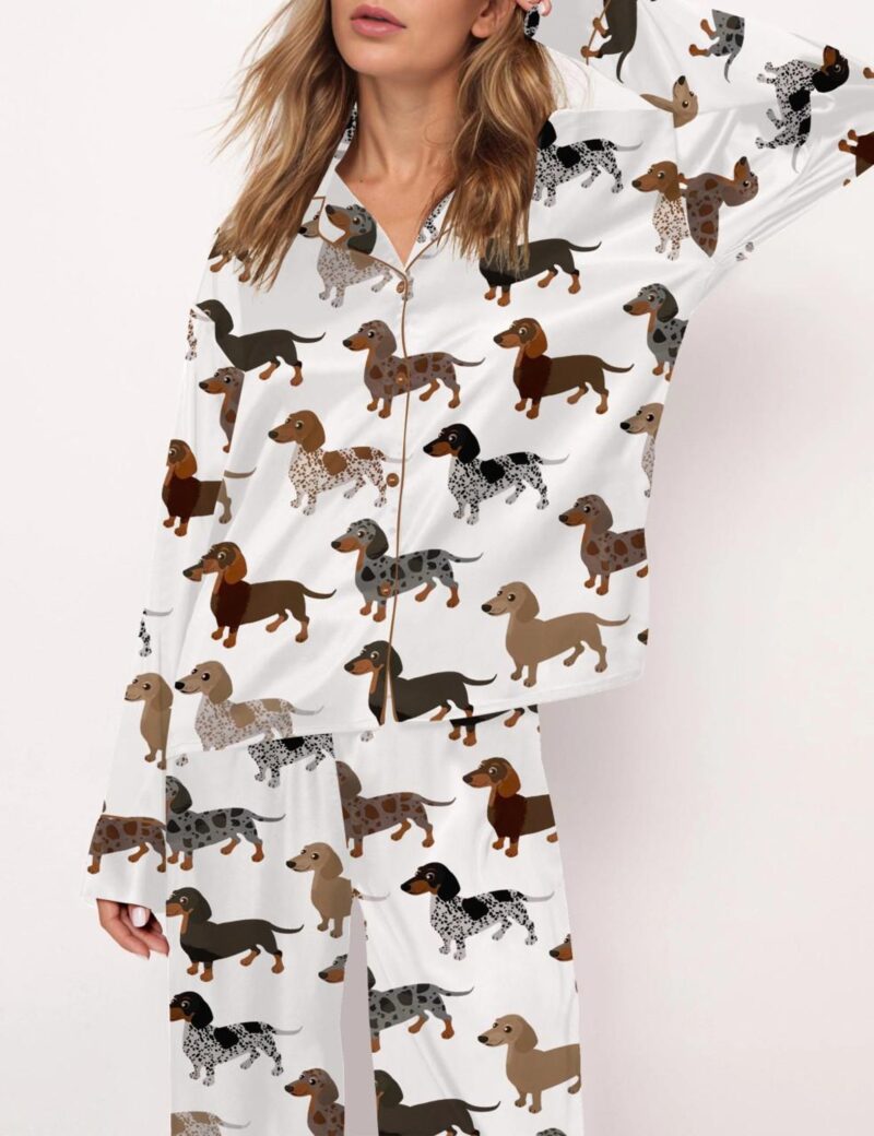 Dapple Dachshund Silk Satin Pajama Set For Women