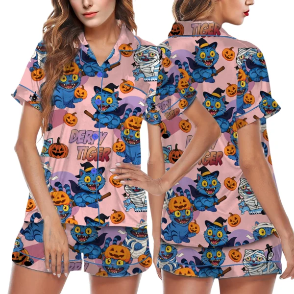 Kpop Pumpkin Halloween Satin Pajamas Set