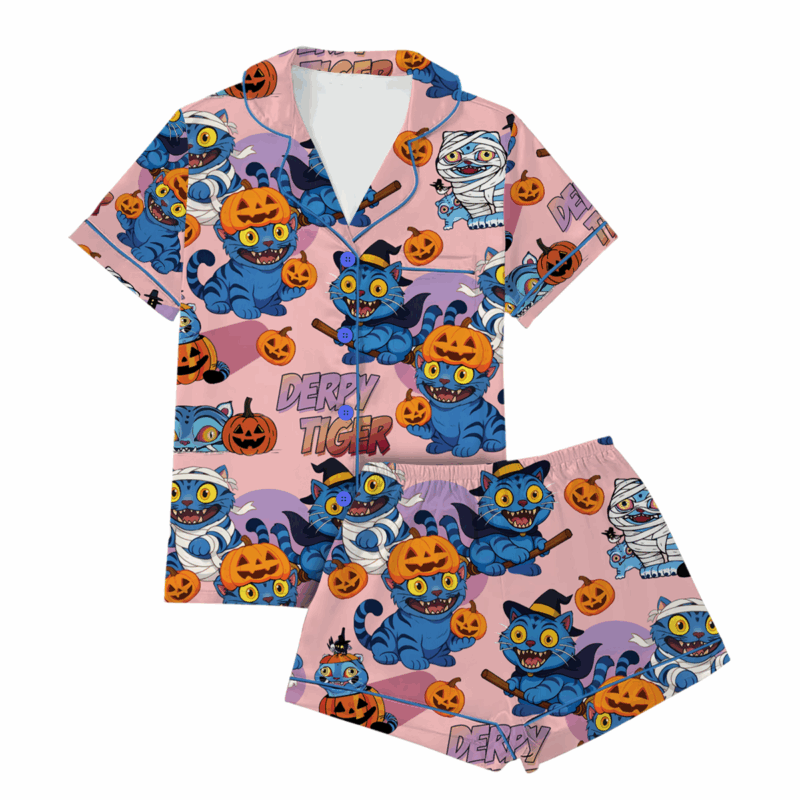 Kpop Pumpkin Halloween Satin Pajamas Set