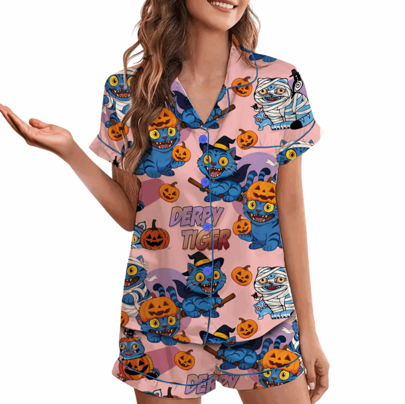 Kpop Pumpkin Halloween Satin Pajamas Set
